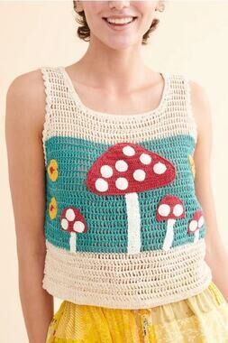 Earthbound Trading Mush Hero Crochet Tank S Cottagecore Mushroom Fairy Hippie
